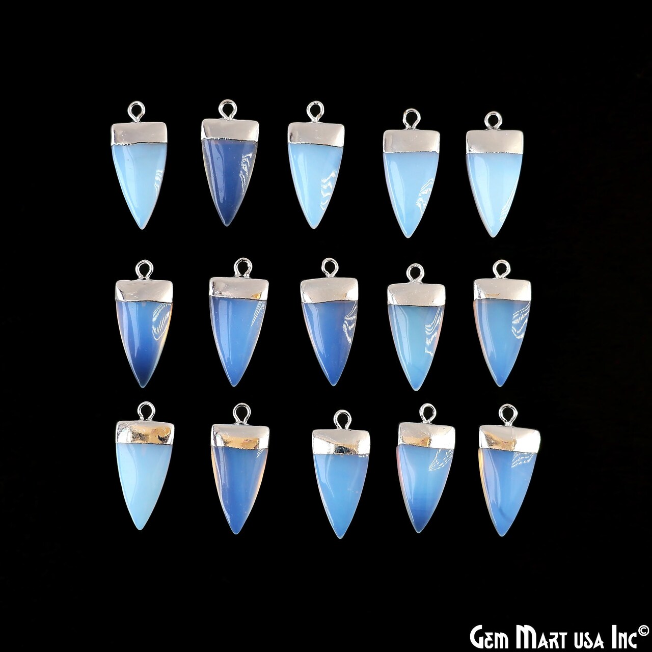 Triangle Pendant, Silver Electroplated Single Bail 24x10mm, Gemstone Connector Charm, GemMartUSA (50793)